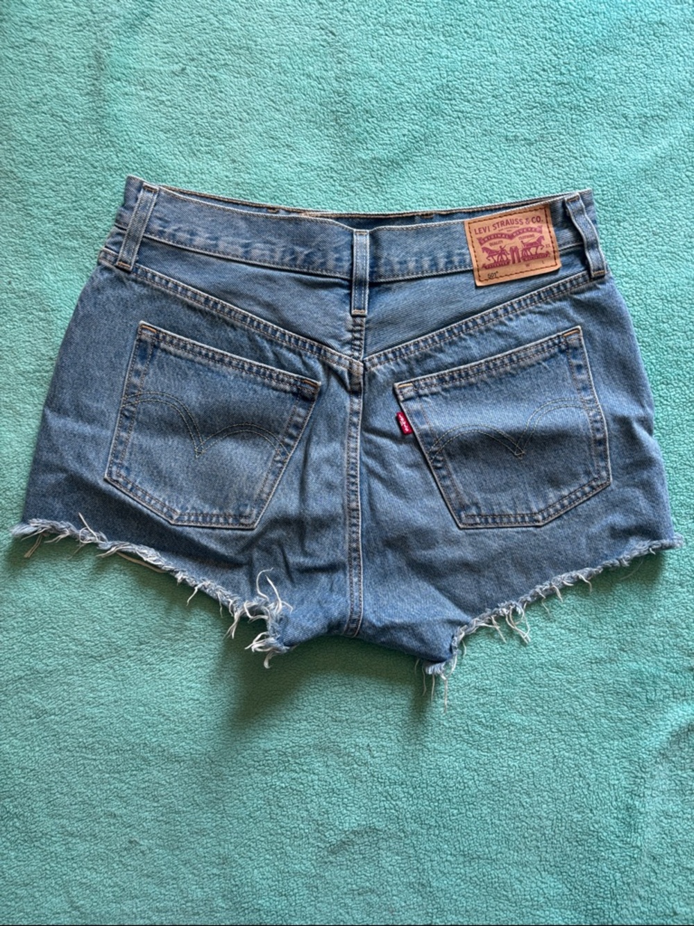 Levi's Women's Medium Blue Denim Cutoff Button Fly Shorts